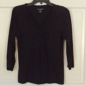 NWOT Talbots 3/4 Sleeve VNeck Intricate Design Top